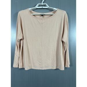 Eileen Fisher Top Womens‎ Large Peach Long Sleeve Lyocell Blend Solid